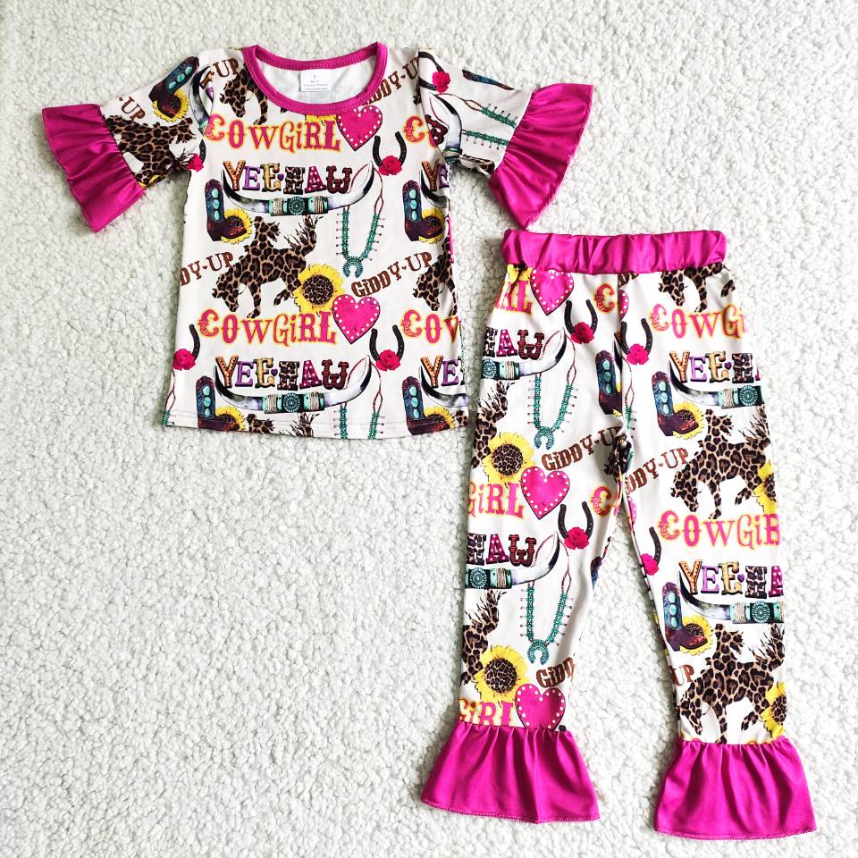Baby Girl Cow Western Pajamas Outfit