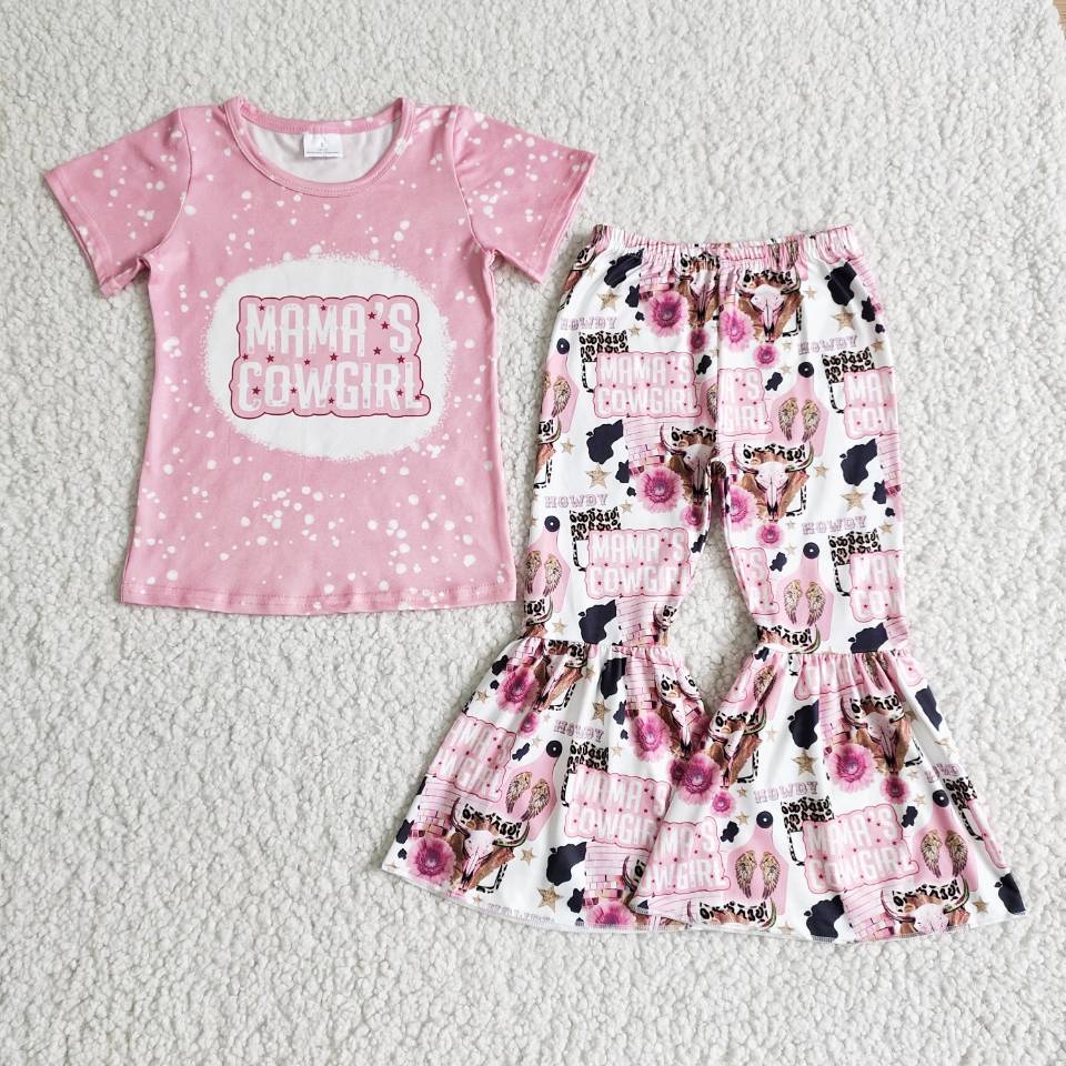 Baby Girl Mama Cow Pink Bell Pants Outfit
