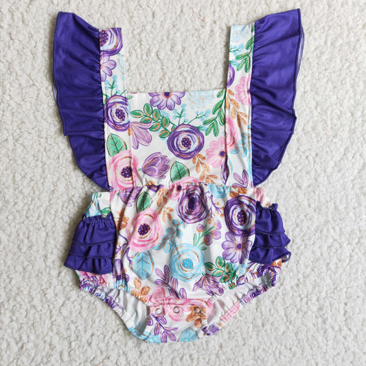 Baby Girl Purple Flower Romper