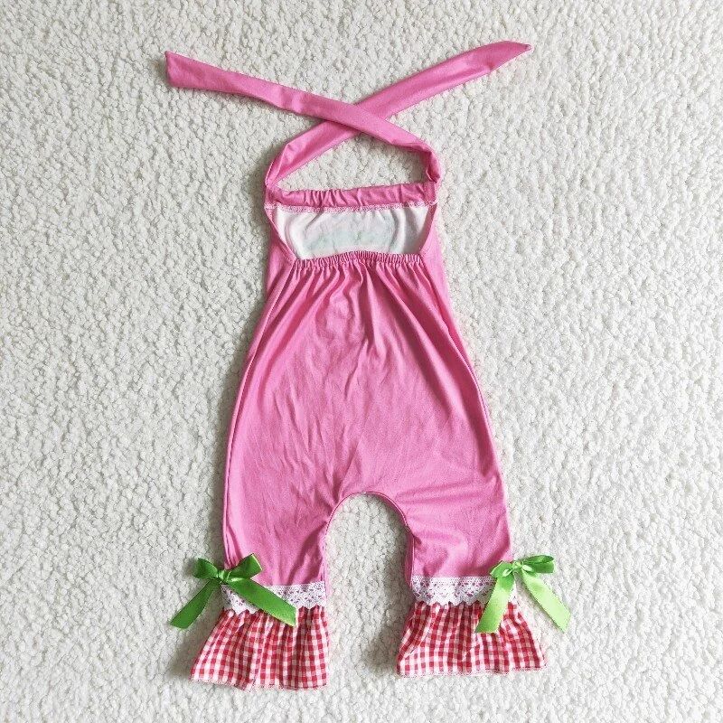 Baby Girl Summer Pink Melon Ruffle Romper