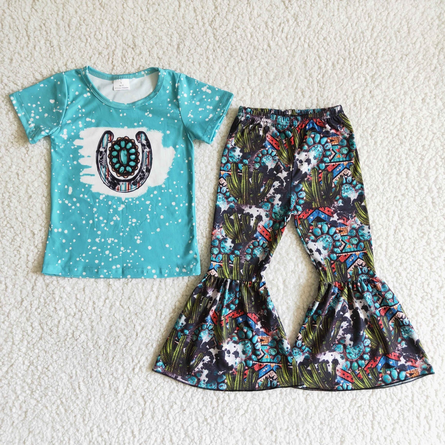 Baby Girl Western Cactus Bell Pants Outfit