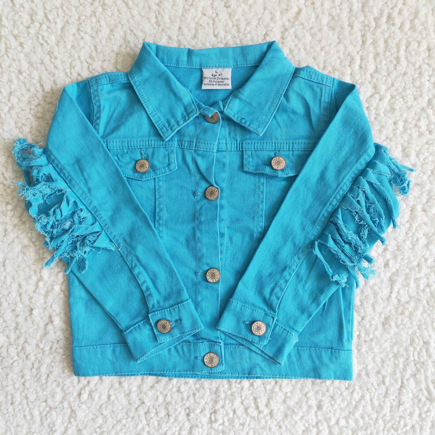 6 A32-29 Baby Girl Blue Long Sleeve Denim Jacket Coat