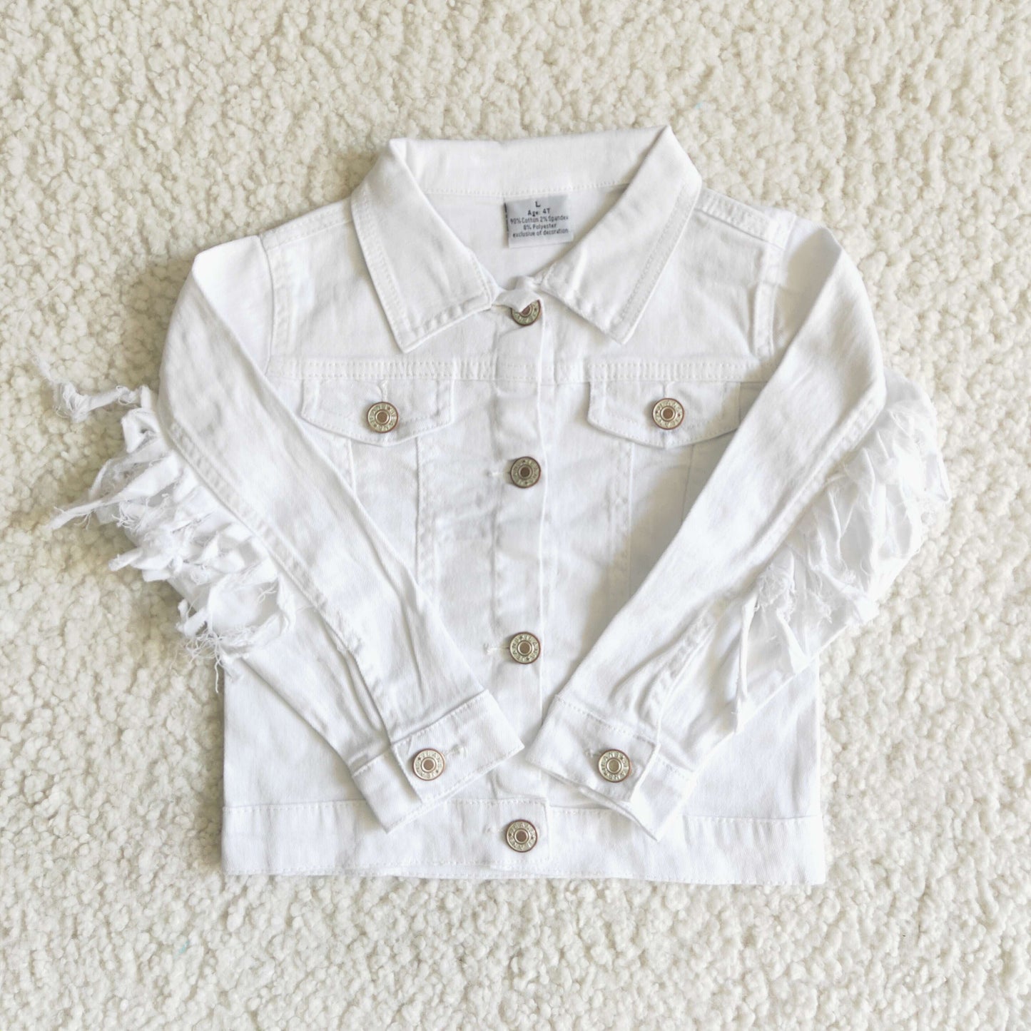 Baby Girl White Long Sleeve Denim Jacket Coat