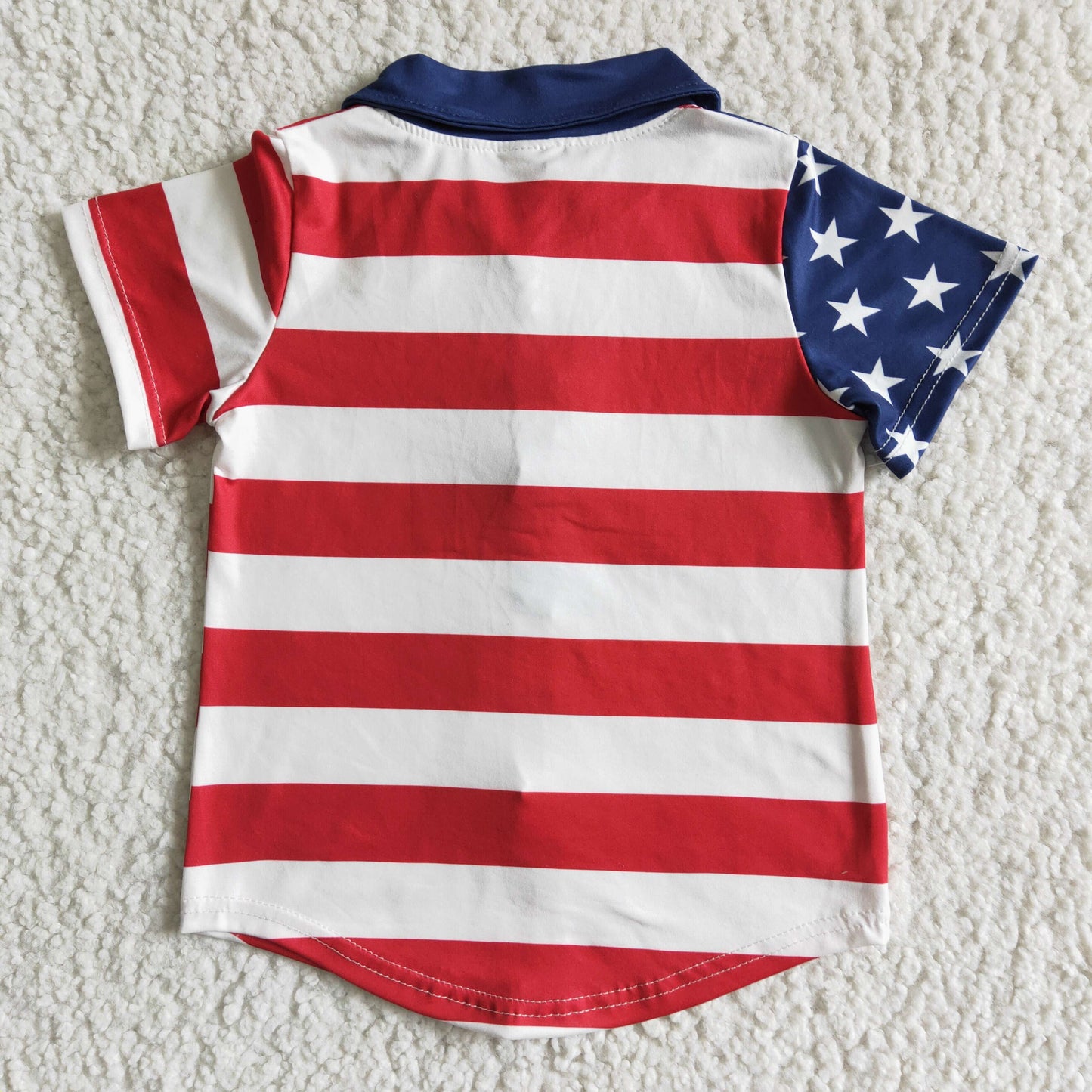 B17-19 Baby Boy Summer July 4th Star Stripe Shirt