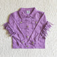 6 A32-19 Baby Girl Purple Long Sleeve Denim Jacket Coat