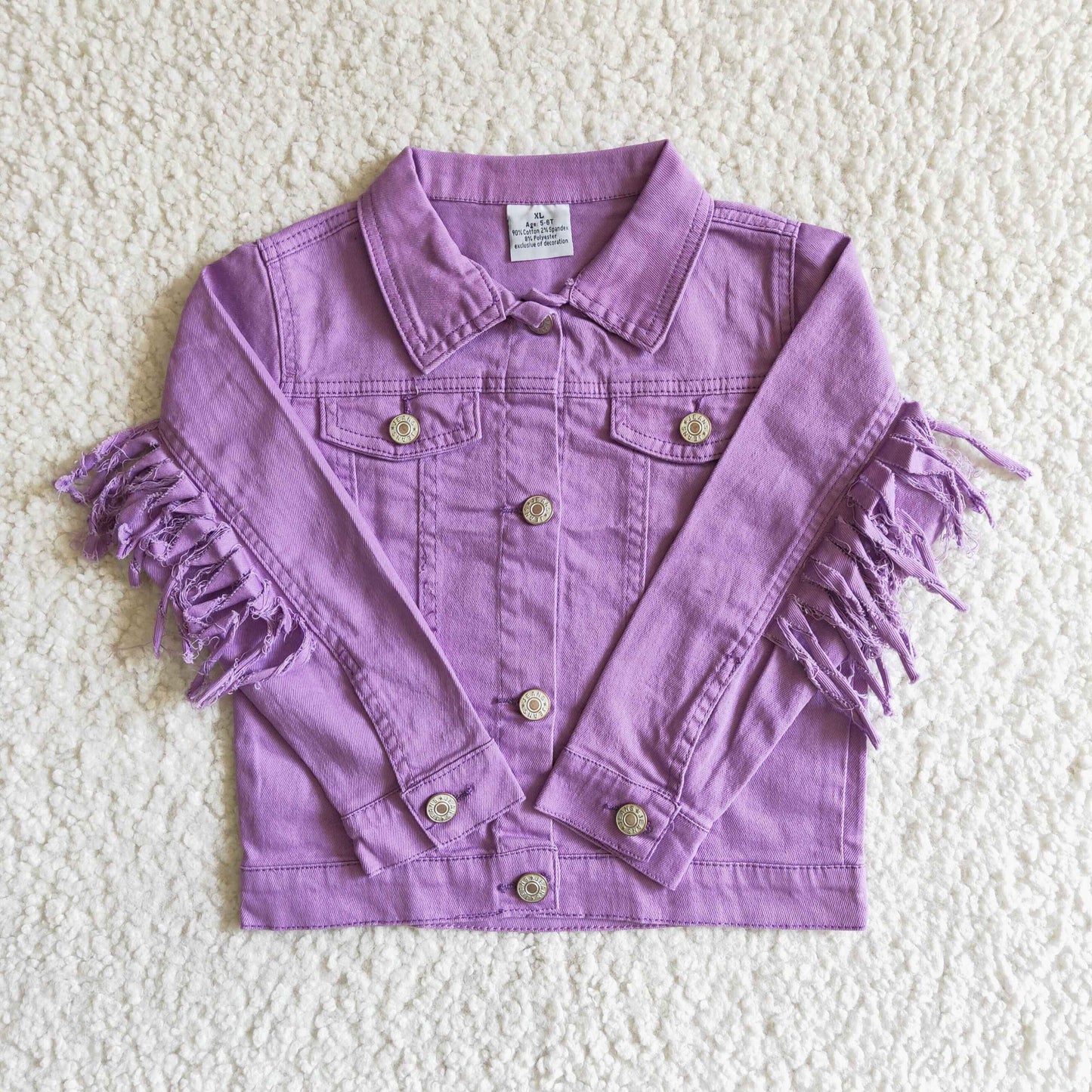 6 A32-19 Baby Girl Purple Long Sleeve Denim Jacket Coat