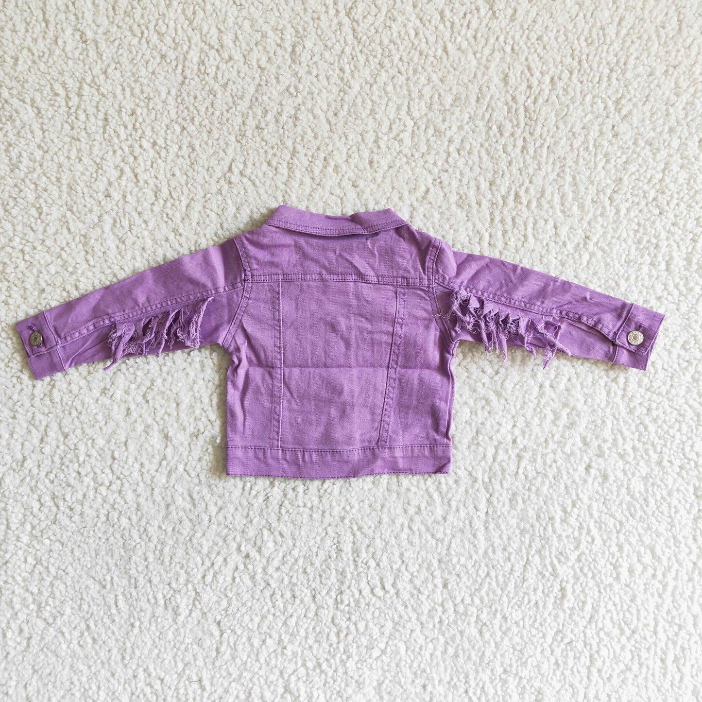 6 A32-19 Baby Girl Purple Long Sleeve Denim Jacket Coat