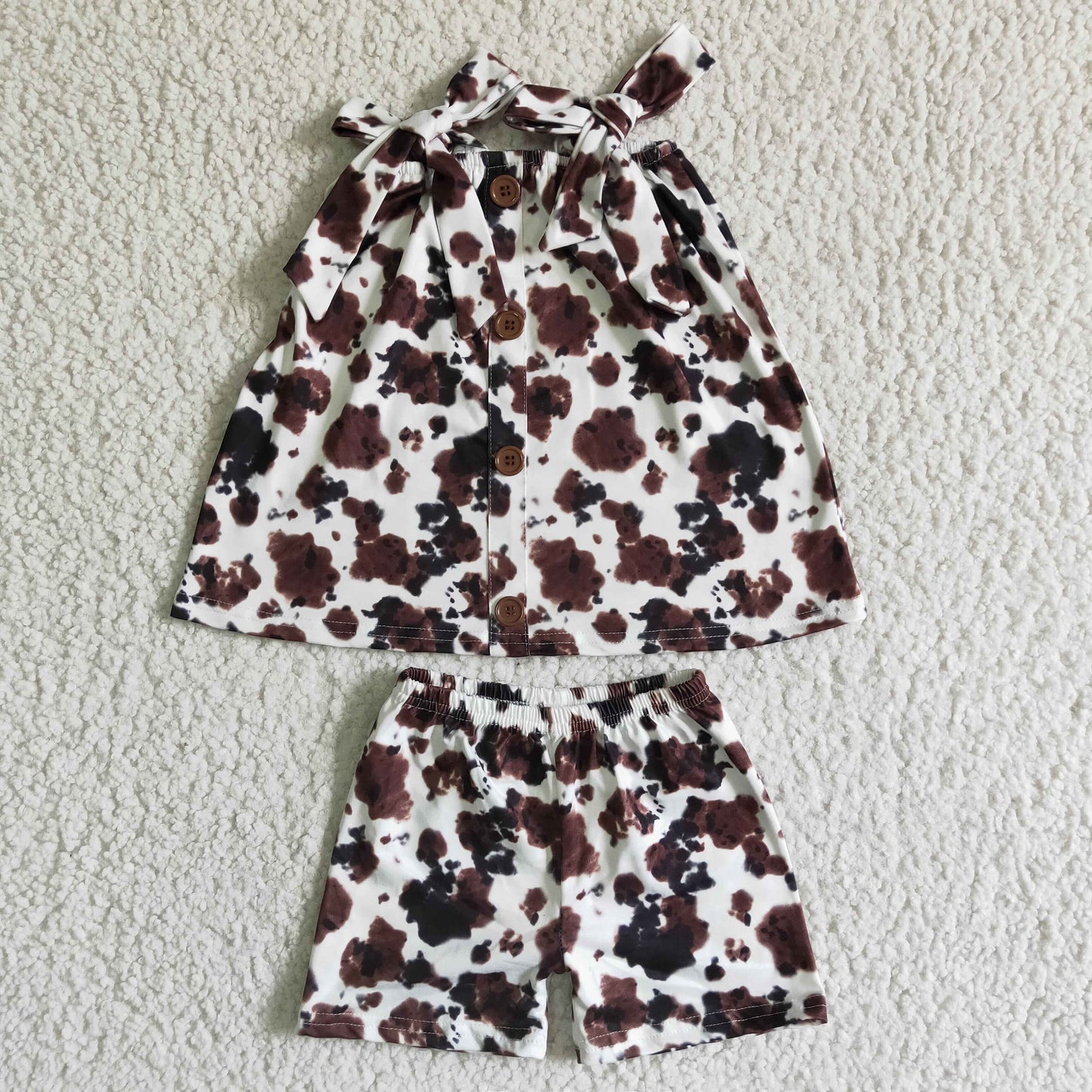 GSSO0037 Baby Girl Summer Cow Print Shorts Outfit