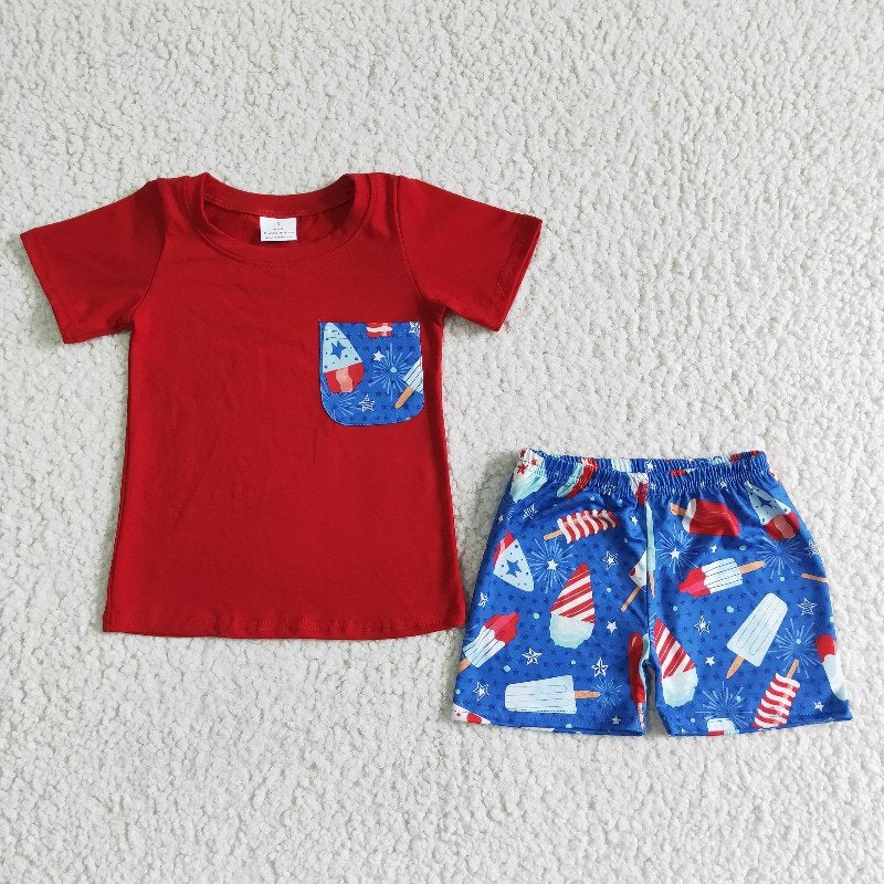 BSSO0025 Baby Boy Summer July 4th Pocket Shorts Outfit