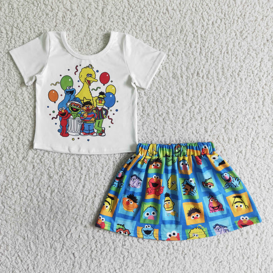 GSD0119 Baby Girl Summer Cartoon Skirt Outfit