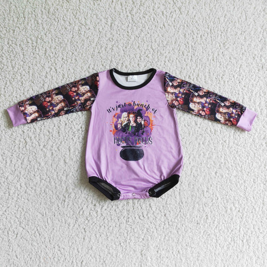 LR0084 Kids Halloween Purple Romper