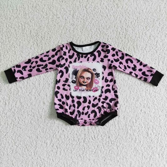 LR0142 Kids Girl Halloween Leopard Romper