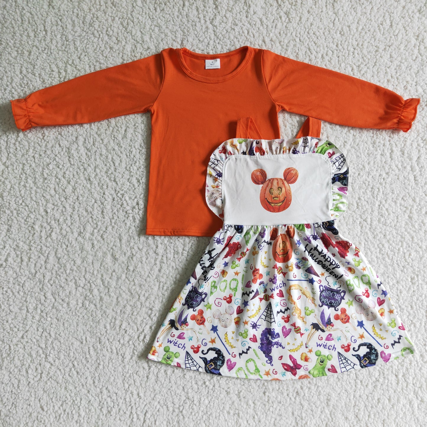 GLD0033 Baby Girl Cartoon Pumpkin Overall Skirt Outfit