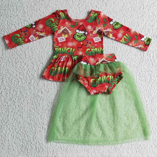 Baby Girl Christmas Green Tulle Bummie Outfit