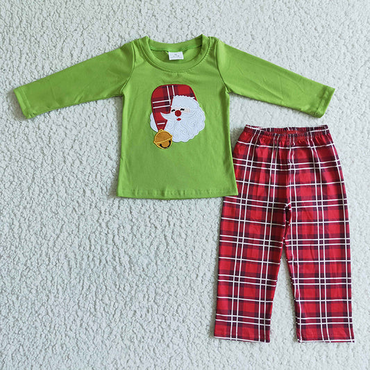 BLP0034 Christmas Embroidery Baby Boy Pants Pajamas Sleepwear Set
