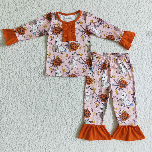 GLP0135 Pumpkin Kids Girls Christmas Pajamas