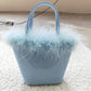 BA0033 Baby Girl Blue Fur Princess Bag