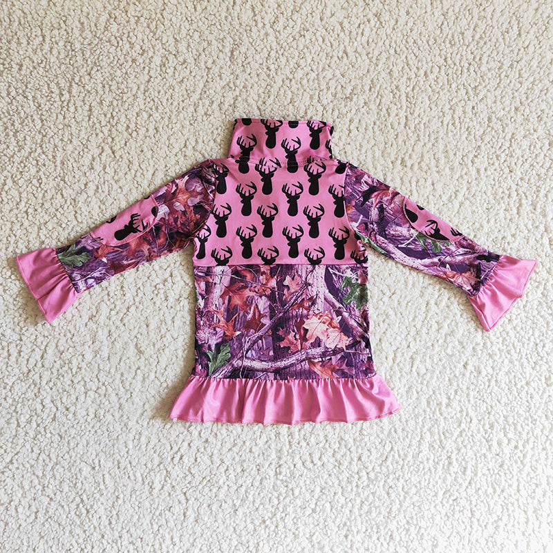 GT0056 Baby Girl Pink Camo Zip Cardigan