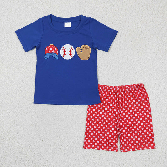 BSSO0098 Baby Boy Embroidery Baseball Summer Shorts Outfit