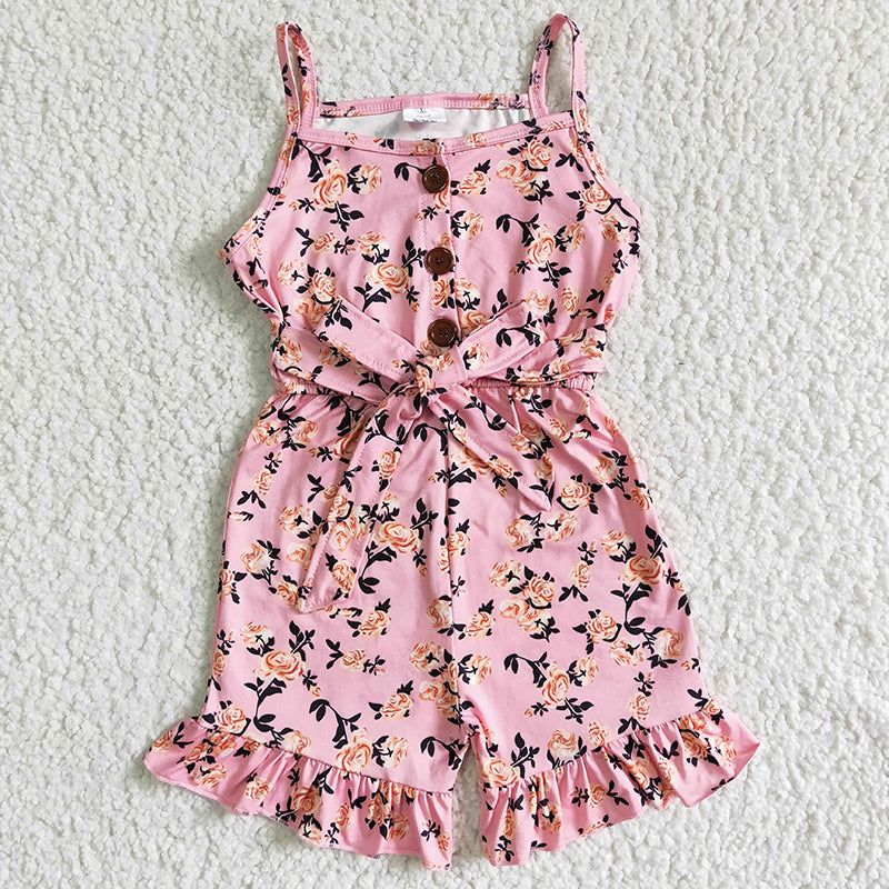 SR0003 Summer Pink Floral One-piece Tunic Jumpsuit