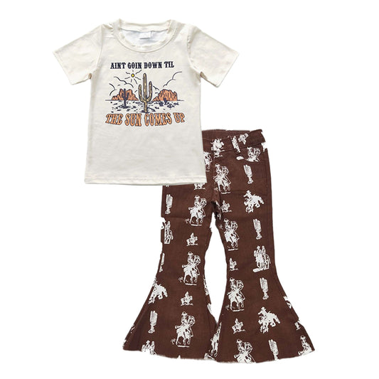 Baby Girl Western Cactus Shirt Rodeo Denim Jeans Pants Outfit