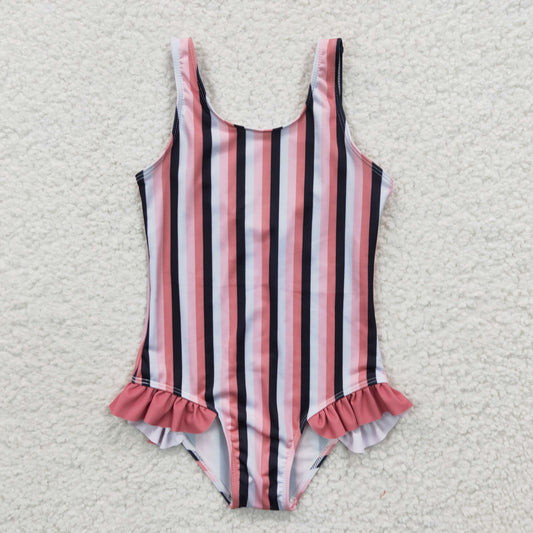 S0049 Baby Girl Striped One Piece Summer Swimsuit
