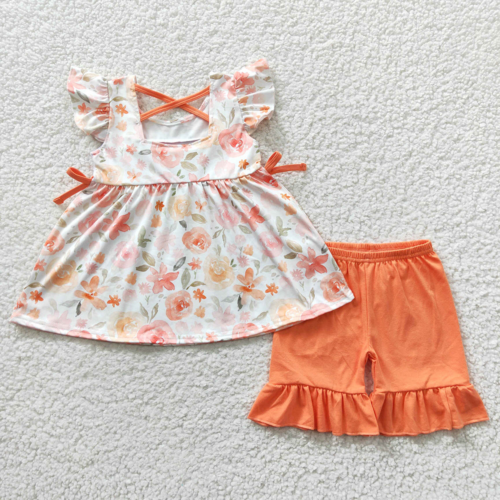 GSSO0235 Mommy's Girl Floral Short Sleeves Shorts Summer Outfit