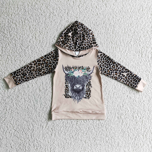 GT0069 Baby Kids Western Cow Flower Leopard Hoodie Shirt