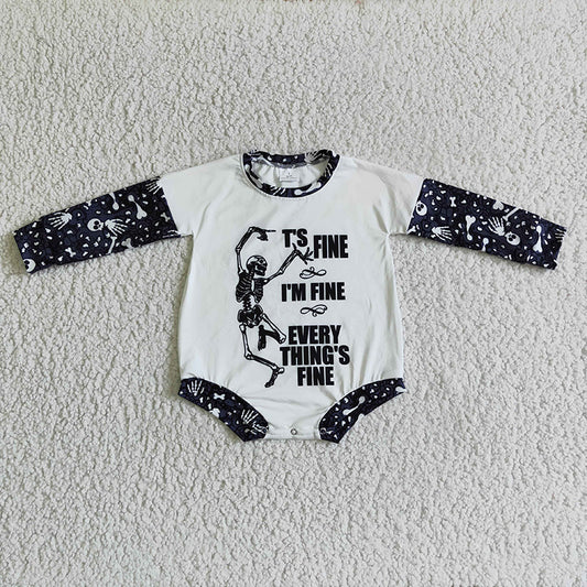 LR0123 Baby Kids Halloween Skull Shirt Romper