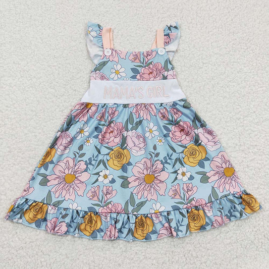 GSD0315 Embroidery Mama's Girl School Short Sleeves Floral Dress