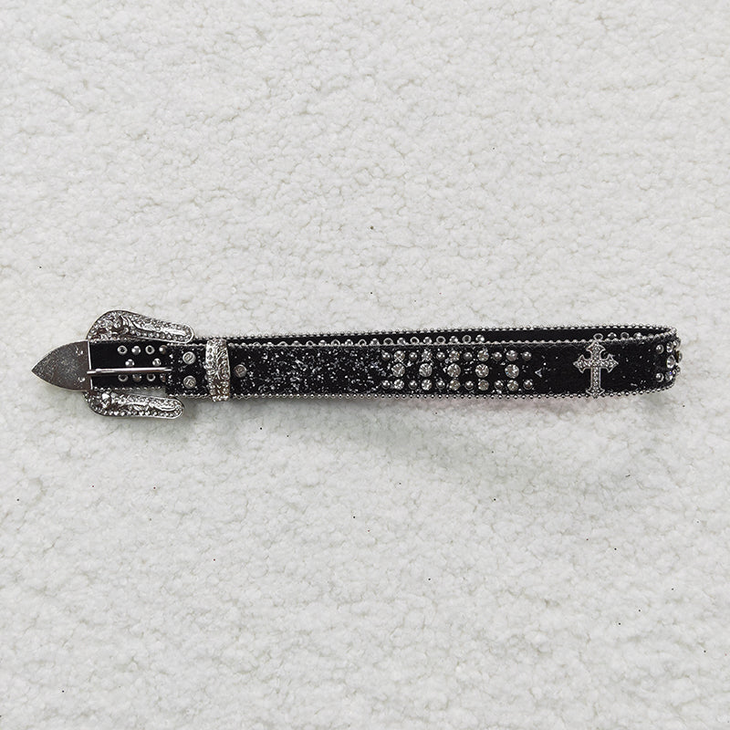 GB0005 Baby Girl Kids Black Rhinestones Belt