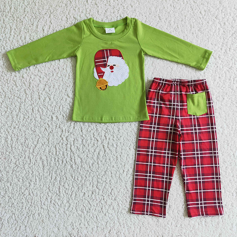 BLP0034 Christmas Embroidery Baby Boy Pants Pajamas Sleepwear Set