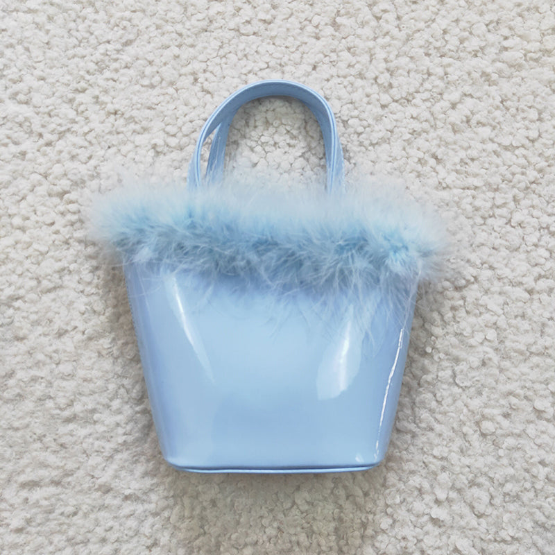 BA0033 Baby Girl Blue Fur Princess Bag