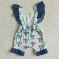 SR0004 Baby Girl Cow Stripe Ruffle Shorts Romper