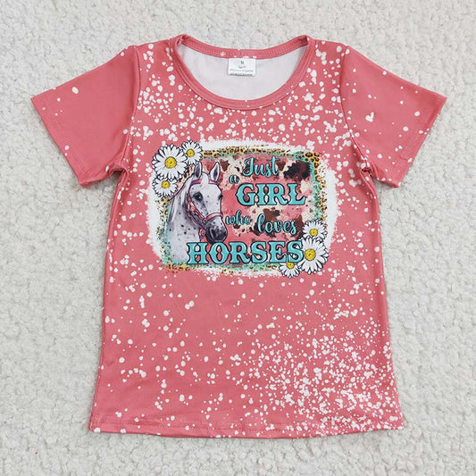 GT0095 Just A Girl Who Loves Horse Western Pink Shirt