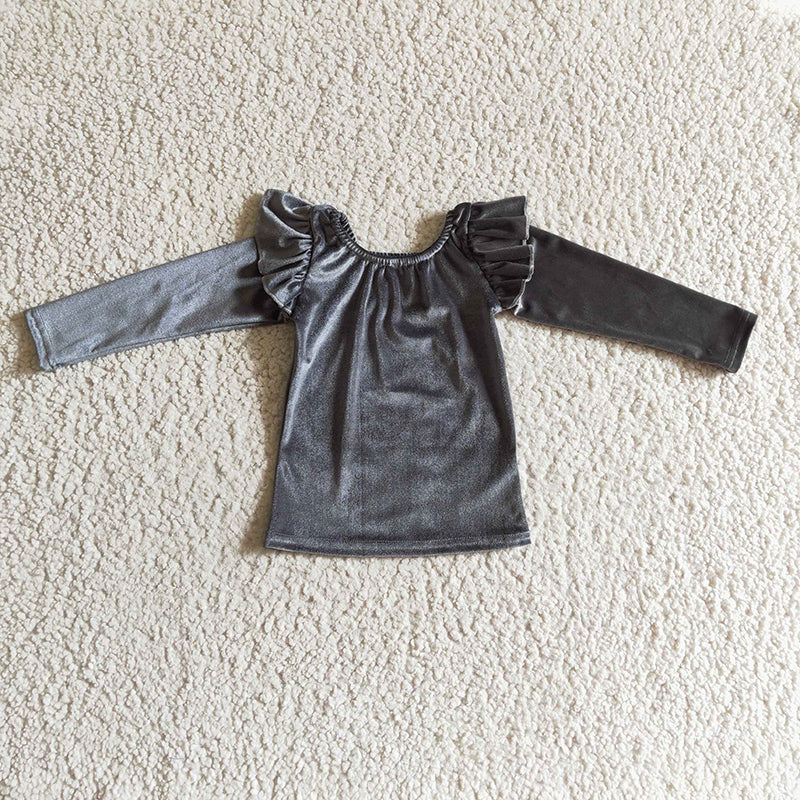 GT0064 Baby Girl Blue Velvet Shirt
