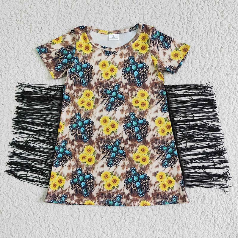 GSD0056 Baby Girl Sunflower Fringe Dress