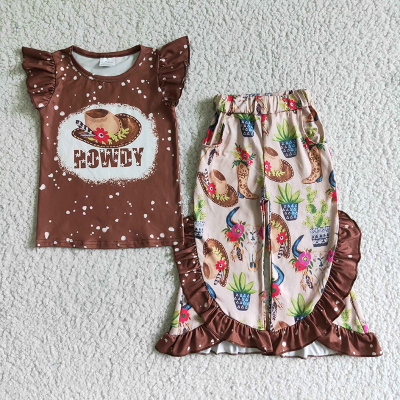 GSPO0097 Baby Girl Western Howdy Pants Outfit