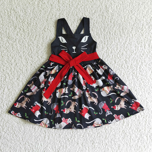 GSD0140 Baby Girl Christmas Cat Twirl Dress