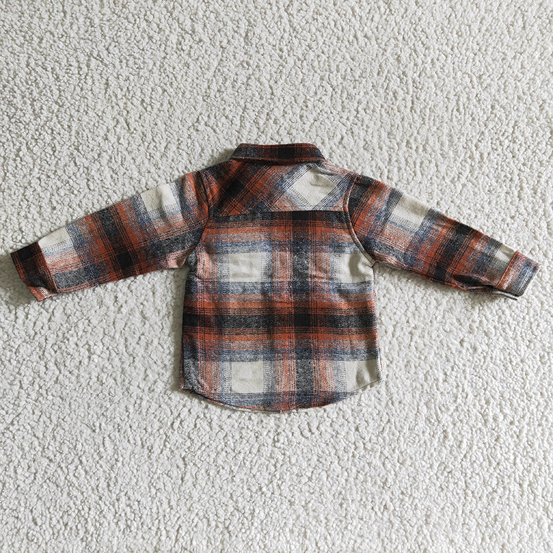 BT0116 Baby Kids Long Sleeve Plaid Flannel Shirt