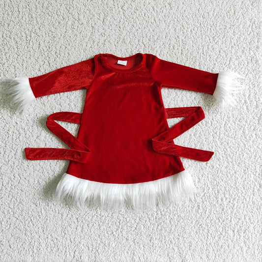 GLD0084 Baby Girl Christmas Red Velvet Dress