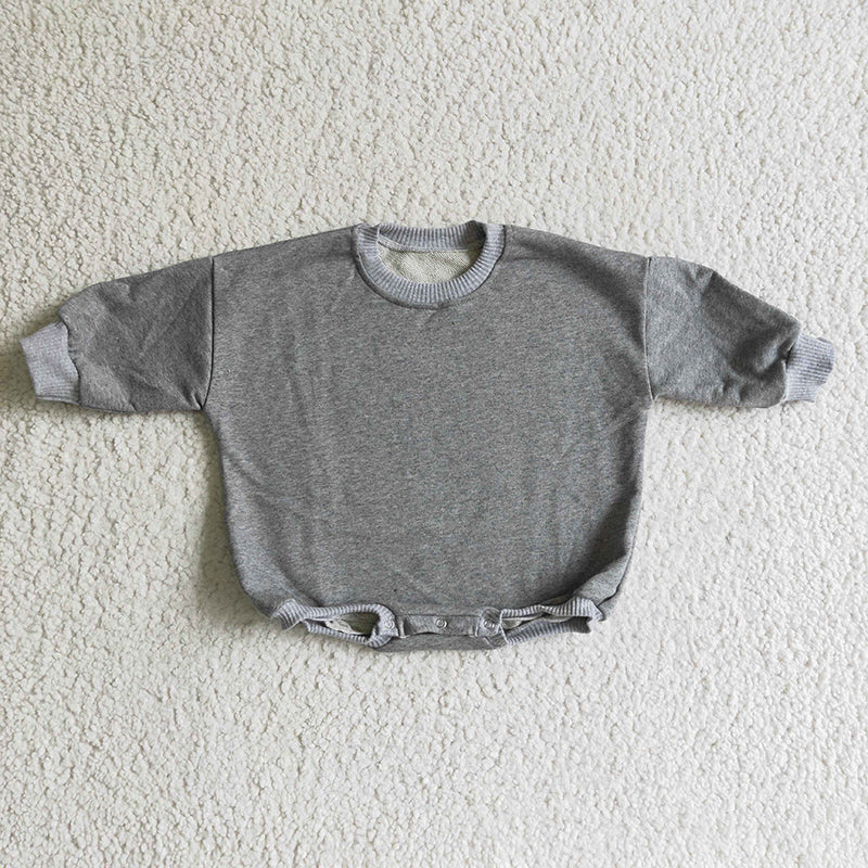 LR0240 Baby Kids Grey Cotton Romper