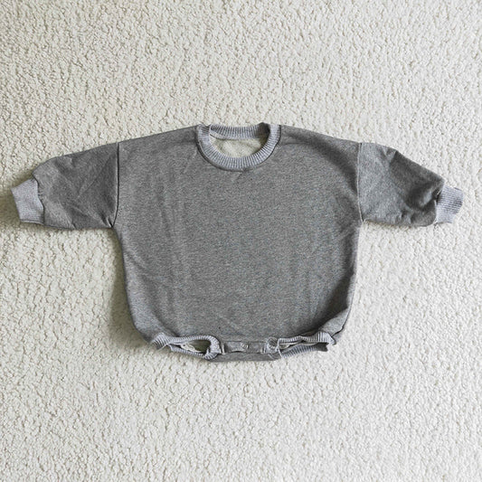 LR0240 Baby Kids Grey Cotton Romper