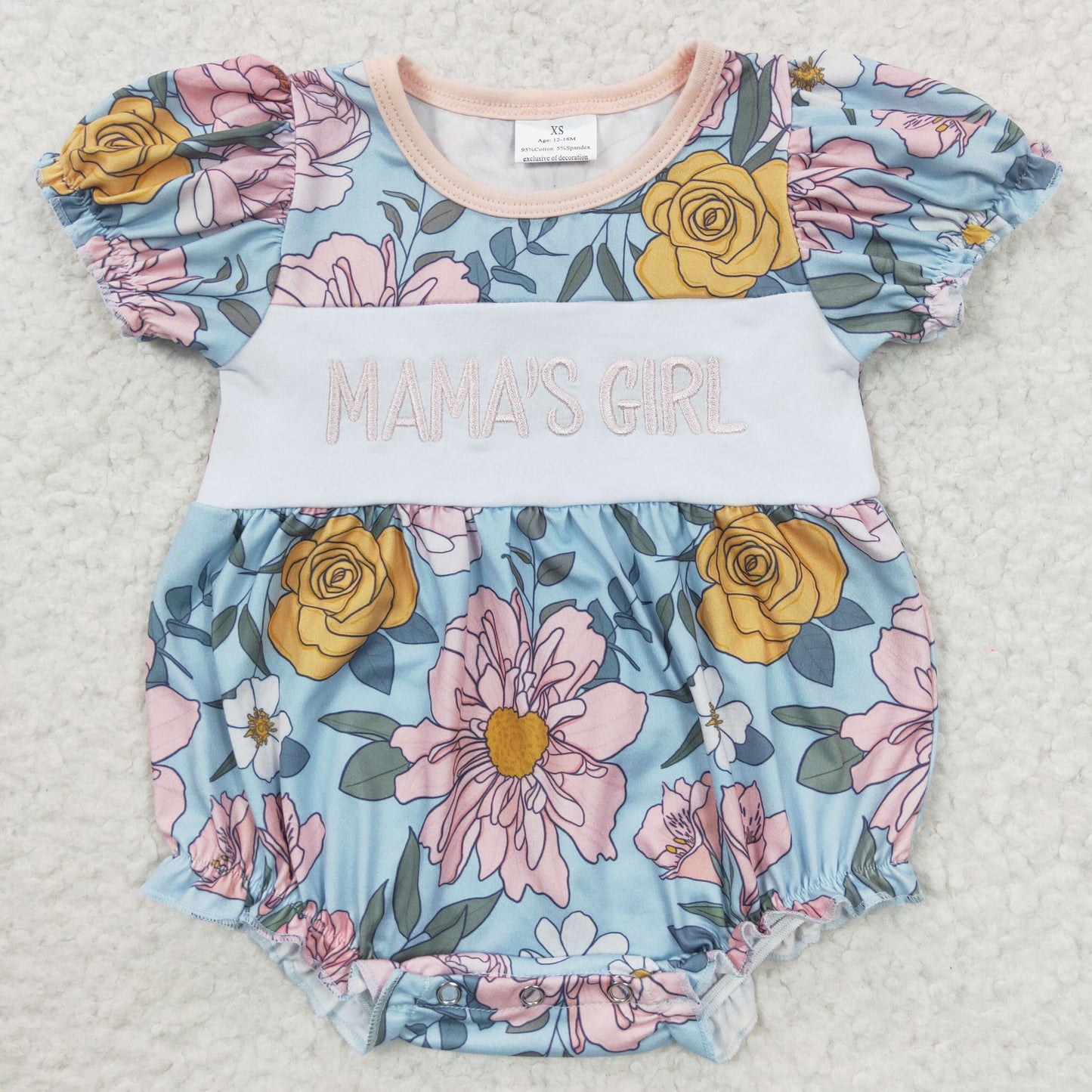 SR0344 Baby Mama's Girl Summer Floral Embroidery Romper