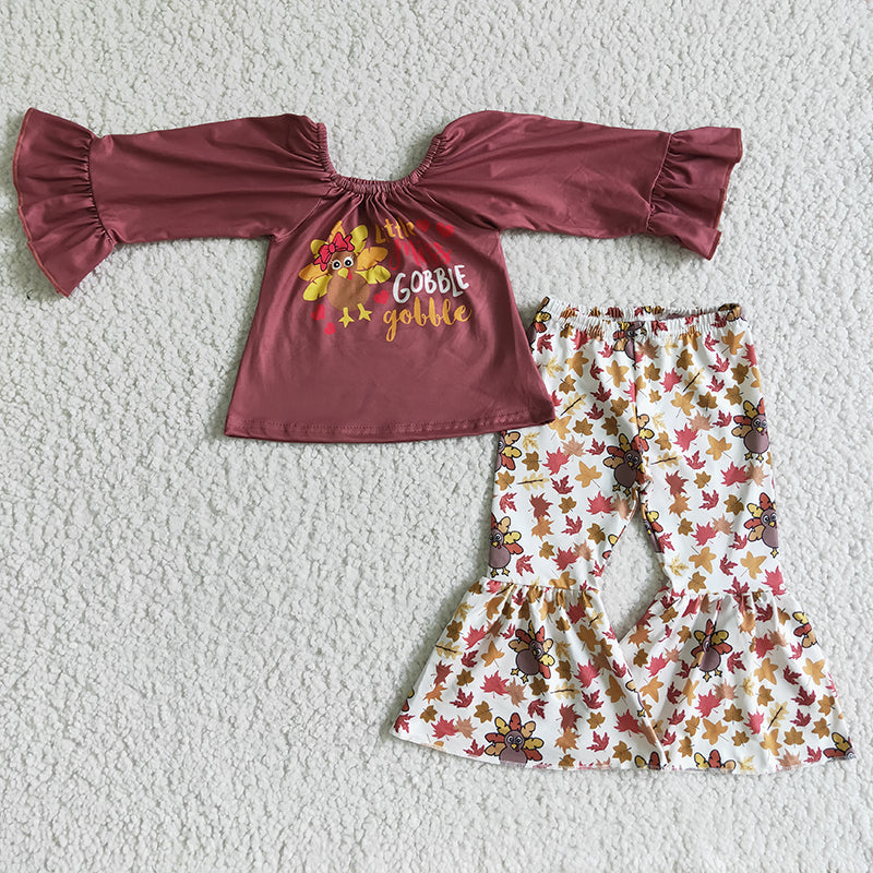 6 C8-19 Kids Baby Girl turkey Fall Outfit