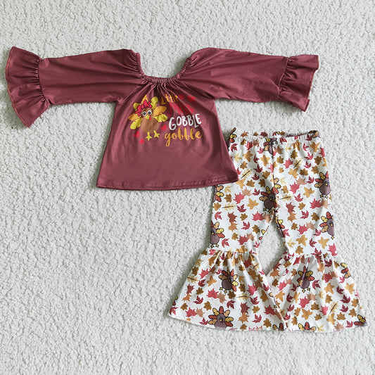 6 C8-19 Kids Baby Girl turkey Fall Outfit