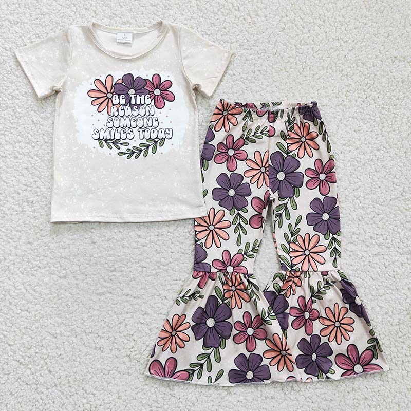 GSPO0348 Baby Girl Floral Bell Pants Outfit