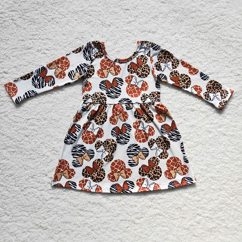 GLD0181 Baby Girl Leopard Mouse Print Dress