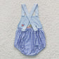 SR0274 Baby Girl July 4th Summer Tractor Dog Embroidery Romper