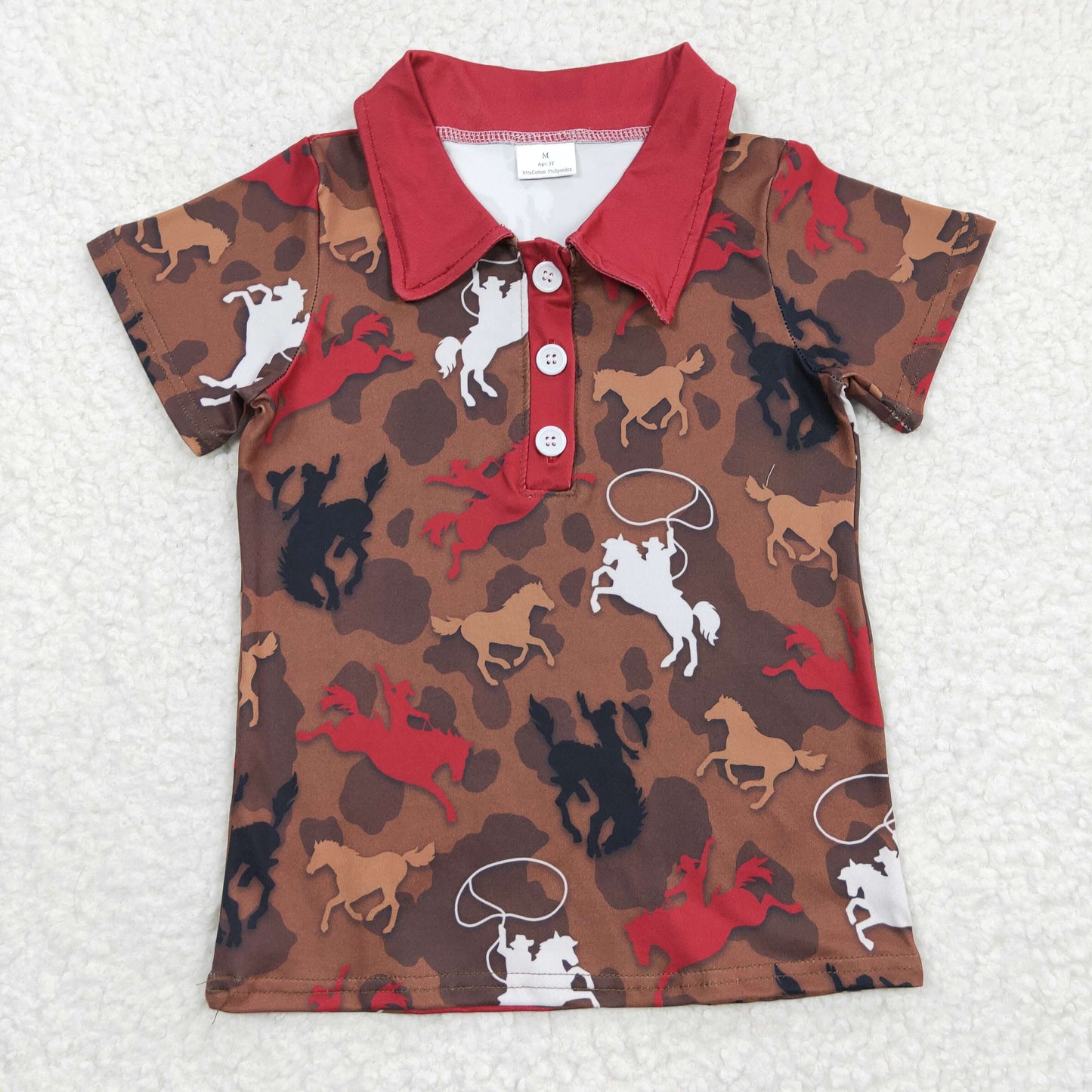 BT0162 Baby Boy Western Rodeo Short Sleeves Polo Shirt
